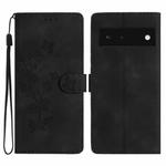 For Google Pixel 6 Flower Butterfly Embossing Pattern Leather Phone Case(Black)