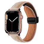 For Apple Watch SE 2022 40mm Folding Buckle Rhombus Leather Watch Band(Apricot)