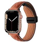 For Apple Watch SE 2022 40mm Folding Buckle Rhombus Leather Watch Band(Brown)