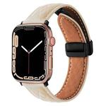 For Apple Watch 4 44mm Folding Buckle Rhombus Leather Watch Band(Starlight)