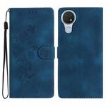 For Nokia 6.2 / 7.2 Flower Butterfly Embossing Pattern Leather Phone Case(Blue)