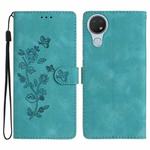 For Nokia 6.2 / 7.2 Flower Butterfly Embossing Pattern Leather Phone Case(Sky Blue)