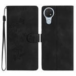 For Nokia 6.2 / 7.2 Flower Butterfly Embossing Pattern Leather Phone Case(Black)