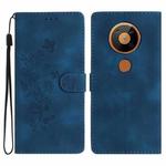 For Nokia 5.4 Flower Butterfly Embossing Pattern Leather Phone Case(Blue)