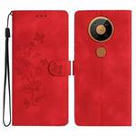 For Nokia 5.4 Flower Butterfly Embossing Pattern Leather Phone Case(Red)