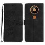 For Nokia 5.4 Flower Butterfly Embossing Pattern Leather Phone Case(Black)