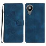 For Nokia 5.3 Flower Butterfly Embossing Pattern Leather Phone Case(Blue)