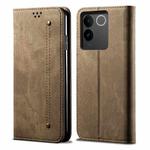 For vivo S17e Denim Texture Flip Leather Phone Case(Khaki)