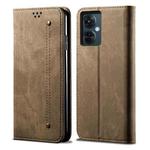For vivo Y36 5G / 4G Denim Texture Flip Leather Phone Case(Khaki)