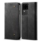 For vivo S18 Denim Texture Flip Leather Phone Case(Black)