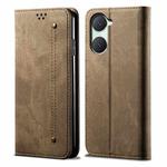 For vivo Y03 4G Denim Texture Flip Leather Phone Case(Khaki)