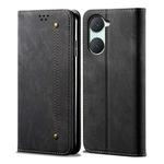 For vivo Y03 4G Denim Texture Flip Leather Phone Case(Black)