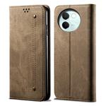 For vivo V30E 5G Global Denim Texture Flip Leather Phone Case(Khaki)