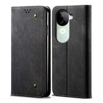 For vivo V40e 5G India / iQOO Z9s 5G Denim Texture Flip Leather Phone Case(Black)