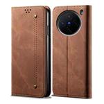For vivo X200 Denim Texture Flip Leather Phone Case(Brown)