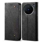 For vivo X200 Denim Texture Flip Leather Phone Case(Black)