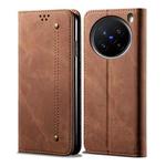 For vivo X200 Pro Denim Texture Flip Leather Phone Case(Brown)