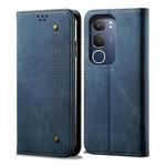 For vivo Y19s 4G Denim Texture Flip Leather Phone Case(Blue)