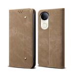 For vivo S20 5G Denim Texture Flip Leather Phone Case(Khaki)