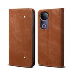 For vivo S20 Pro 5G Denim Texture Flip Leather Phone Case(Brown)