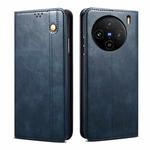 For vivo X100 Oil Wax Crazy Horse Texture Leather Phone Case(Blue)