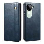 For vivo V40e 5G India / iQOO Z9s 5G Oil Wax Crazy Horse Texture Leather Phone Case(Blue)