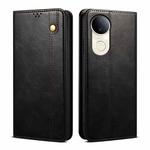 For vivo V50 Oil Wax Crazy Horse Texture Leather Phone Case(Black)