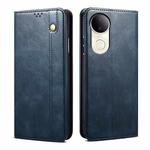 For vivo V50 Oil Wax Crazy Horse Texture Leather Phone Case(Blue)