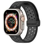 For Apple Watch Ultra 49mm Magnetic Buckle Silicone Watch Band(Black Grey)