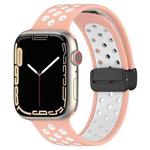 For Apple Watch SE 2022 40mm Magnetic Buckle Silicone Watch Band(Pink White)