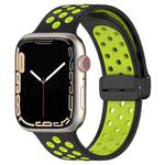 For Apple Watch 7 45mm Magnetic Buckle Silicone Watch Band(Black Limes)