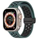 For Apple Watch Ultra 2 49mm Magnetic Buckle Silicone Watch Band(Olive Black)