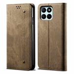 For Honor X6A Denim Texture Flip Leather Phone Case(Khaki)