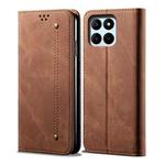 For Honor X8 5G / X6 4G Foreign Denim Texture Flip Leather Phone Case(Brown)