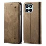 For Honor X8b 4G Global Denim Texture Flip Leather Phone Case(Khaki)