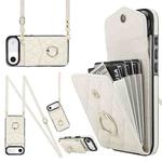 For iPhone 17 Air Rhombic Texture Card Bag Phone Case with Long Lanyard(White)