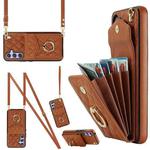 For Samsung Galaxy A54 5G Rhombic Texture Card Bag Phone Case with Long Lanyard(Brown)