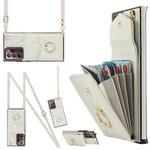 For Samsung Galaxy Note20 Ultra Rhombic Texture Card Bag Phone Case with Long Lanyard(White)