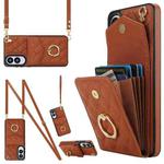 For Samsung Galaxy S25 Edge 5G Rhombic Texture Card Bag Phone Case with Long Lanyard(Brown)