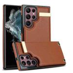 For Samsung Galaxy S22 Ultra 5G Metal Buckle Card Slots Phone Case(Brown)