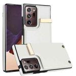 For Samsung Galaxy Note20 Ultra Metal Buckle Card Slots Phone Case(White)