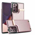 For Samsung Galaxy Note20 Ultra Metal Buckle Card Slots Phone Case(Rose Gold)