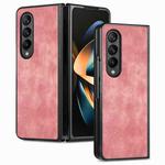 For Samsung Galaxy Z Fold4 Skin-feel Solid Color PU Back Cover Phone Case(Pink)