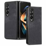 For Samsung Galaxy Z Fold4 Skin-feel Solid Color PU Back Cover Phone Case(Black)