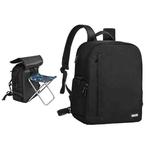 CADeN D6 VII Camera Backpack Shoulders Nylon Camera Lens Bag with Folding Chair, Size:41.5 x 31.5 x 16.5m(Black)