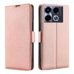 For Infinix Note 40 4G Ultra-thin Voltage Side Buckle Horizontal Flip Leather Phone Case(Rose Gold)