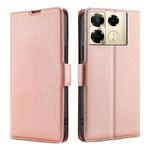 For Infinix Note 40 Pro 4G Ultra-thin Voltage Side Buckle Horizontal Flip Leather Phone Case(Rose Gold)