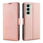 For Infinix Hot 50 5G Ultra-thin Voltage Side Buckle Horizontal Flip Leather Phone Case(Rose Gold)