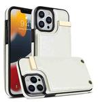 For iPhone 14 Pro Max Metal Buckle Card Slots Phone Case(White)