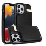For iPhone 13 Pro Metal Buckle Card Slots Phone Case(Black)